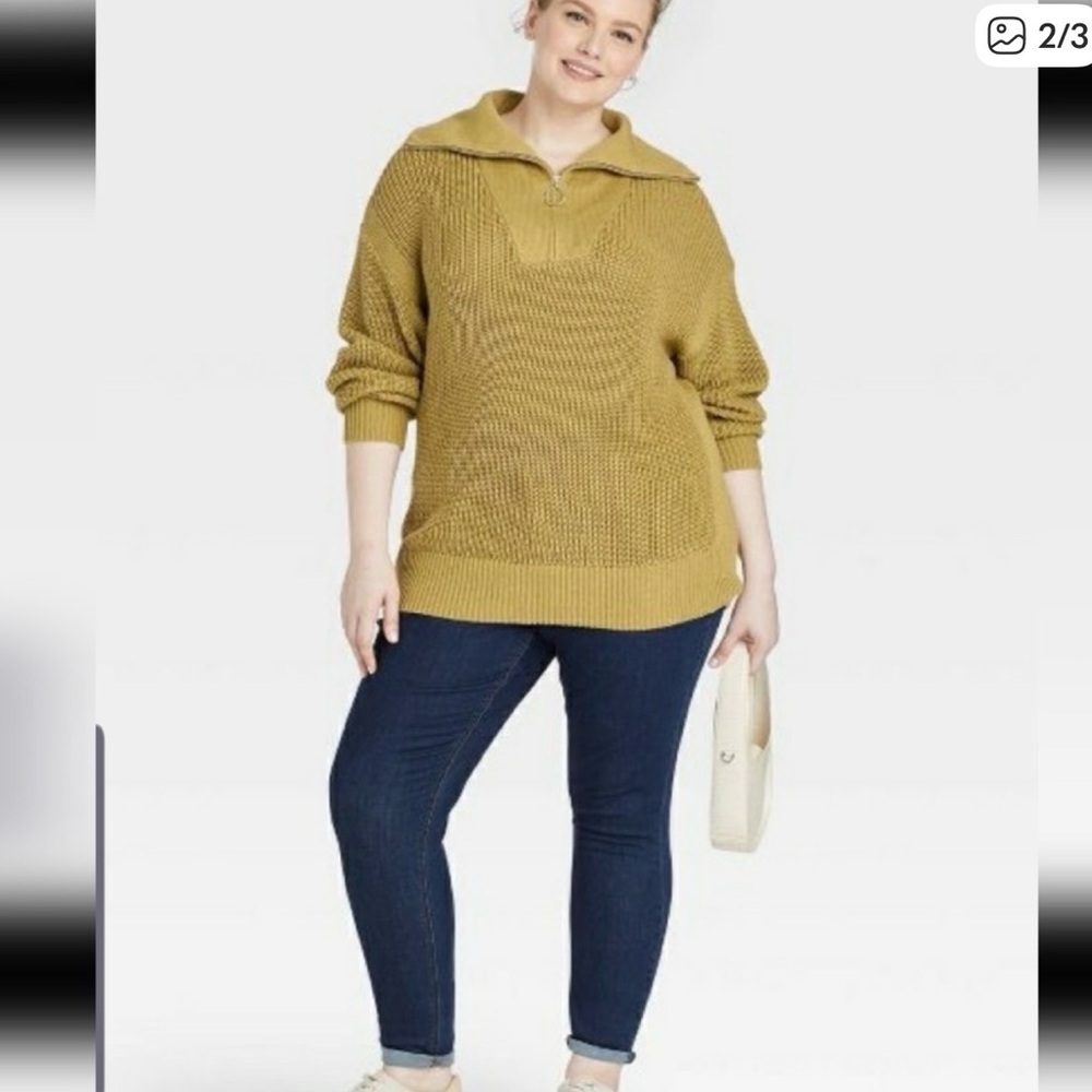 Ava & Viv Shirt Women's Plus Size 3X Brown Gold Long Sleeve Scoop Neck Tee